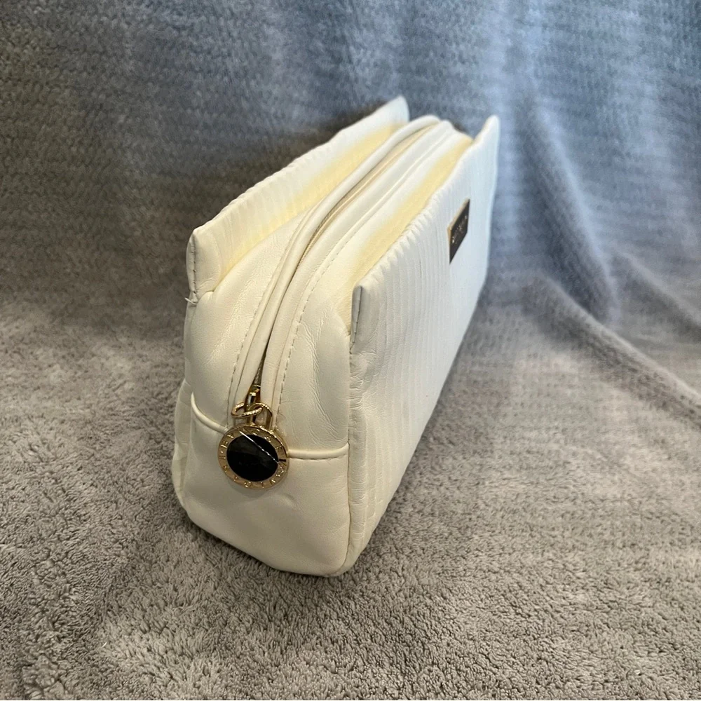 BVLGARI Cosmetics Case white with gold zipper